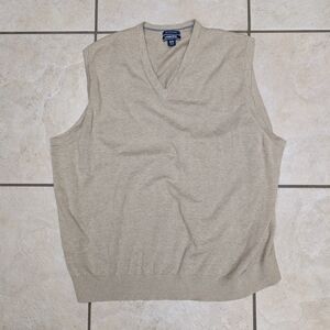 Lands' End Men's V-Neck Sweater Vest - Tan